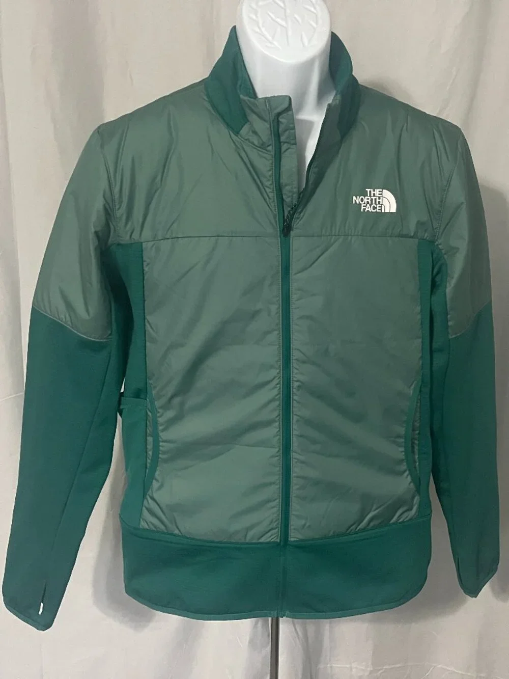 🏔️ The North Face Men's Green Full Zip Running Jacket Medium M 🌲